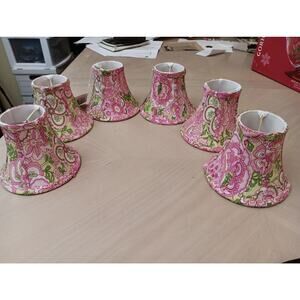 6 Vera Bradley Mini Lamp Shades Pink Green Flowers 5"